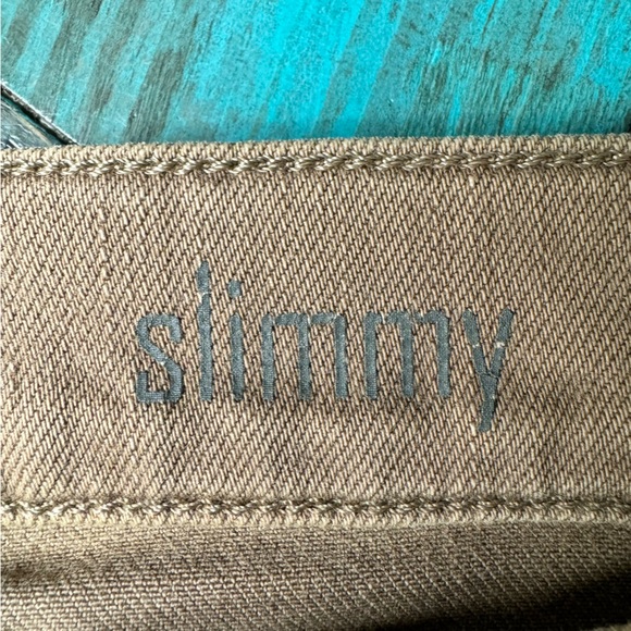 7 For All Mankind Slimmy Slim Straight Leg Tan Jeans Size 33 - Picture 10 of 16